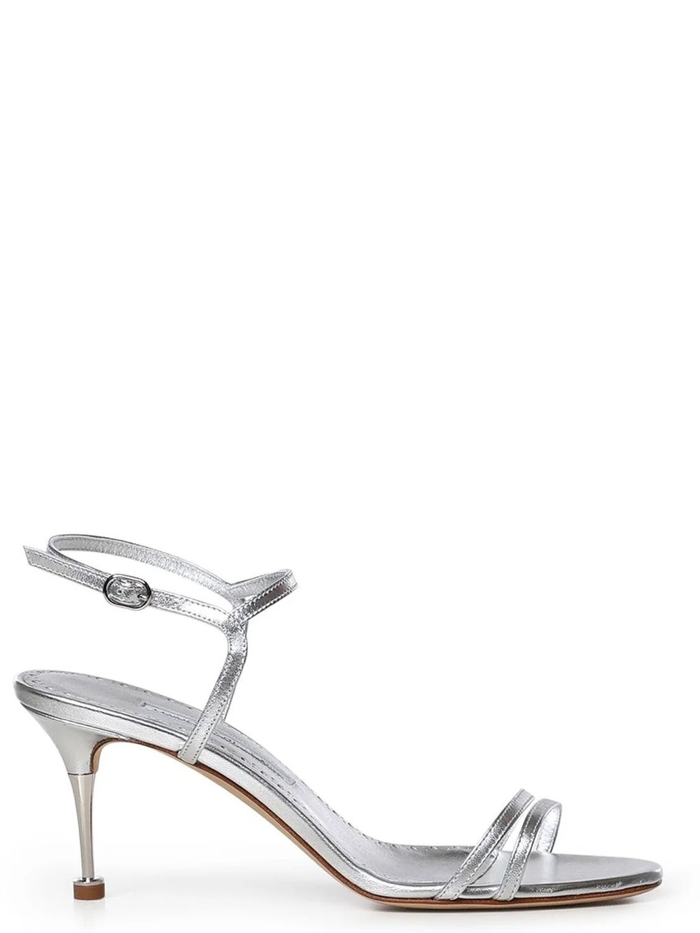 Manolo Blahnik Silver Metallic Strappy Stiletto Sandals - Picture 6 of 10